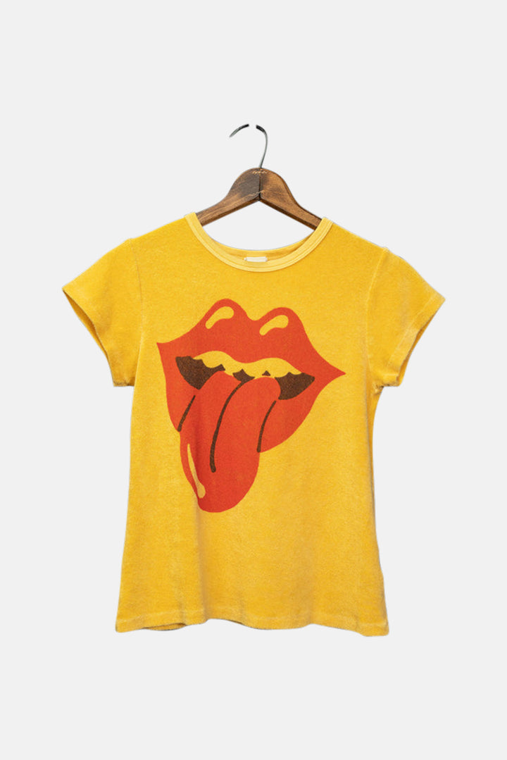 Rolling Stones Tongue Terrycloth Shrunken Tee Lemon
