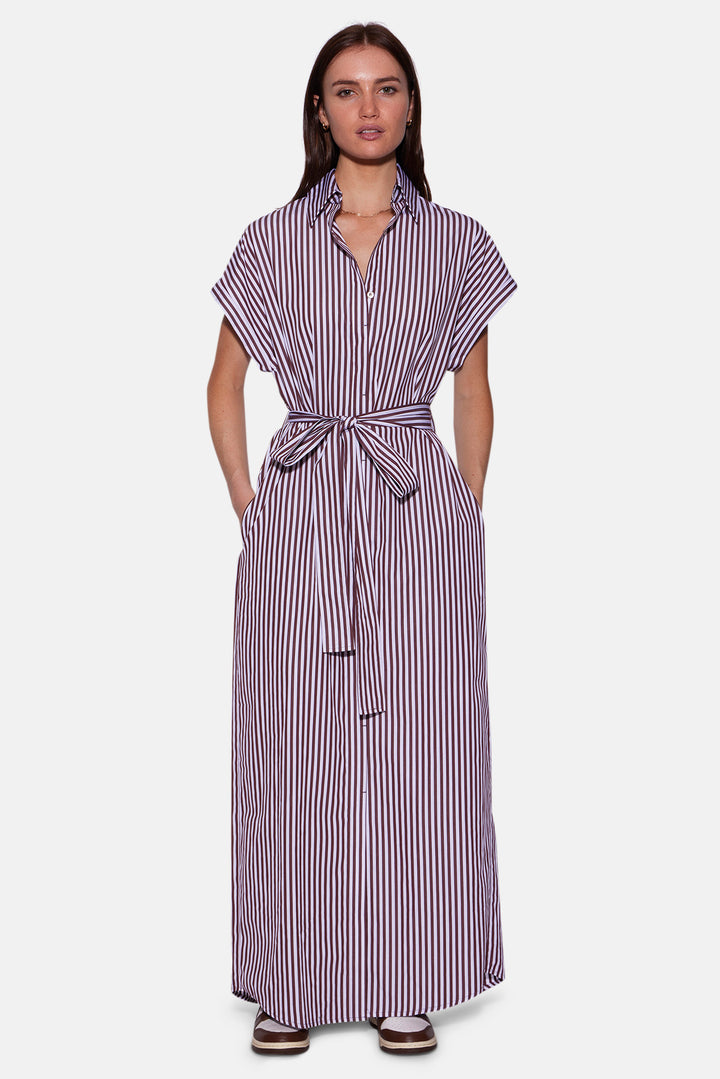 Maidstone Maxi Shirt Dress Brown/White Stripe