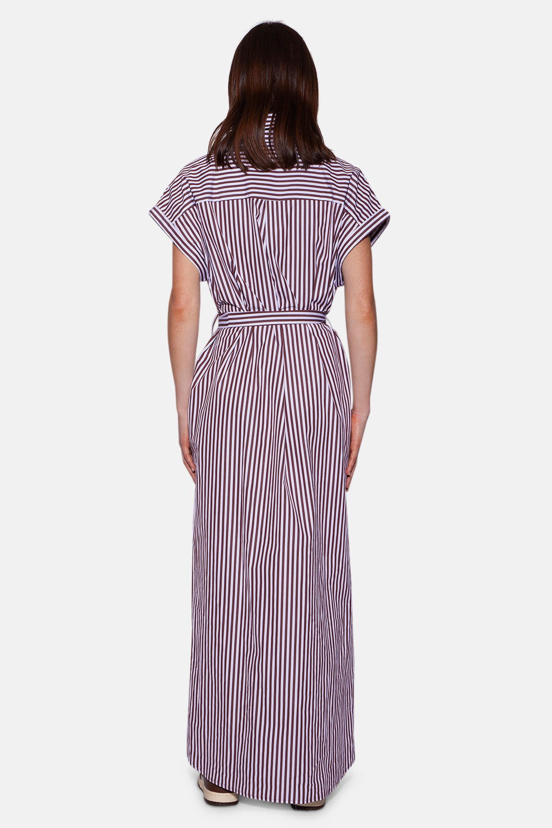Maidstone Maxi Shirt Dress Brown/White Stripe