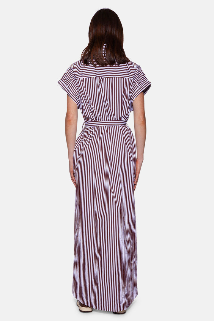 Maidstone Maxi Shirt Dress Brown/White Stripe