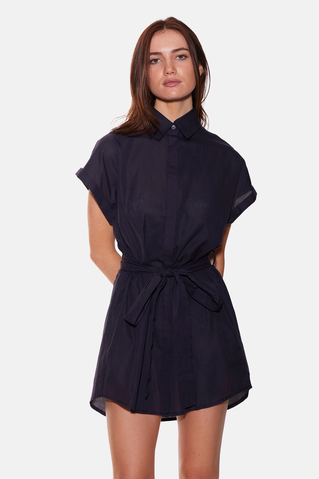 Maidstone Mini Shirt Dress Black Sheer