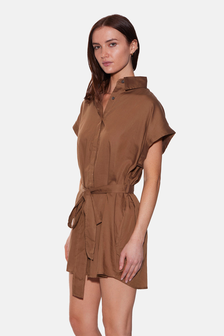 Maidstone Mini Shirt Dress Soft Brown
