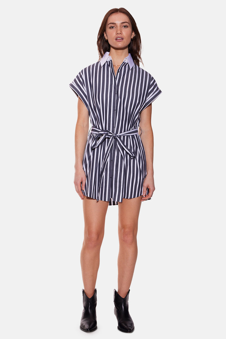 Maidstone Mini Shirt Dress Wide Black/White Stripe