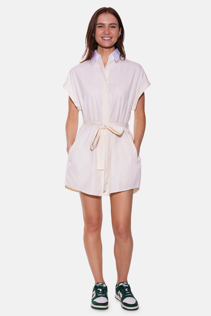Maidstone Mini Shirt Dress Wide Yellow/White Stripe