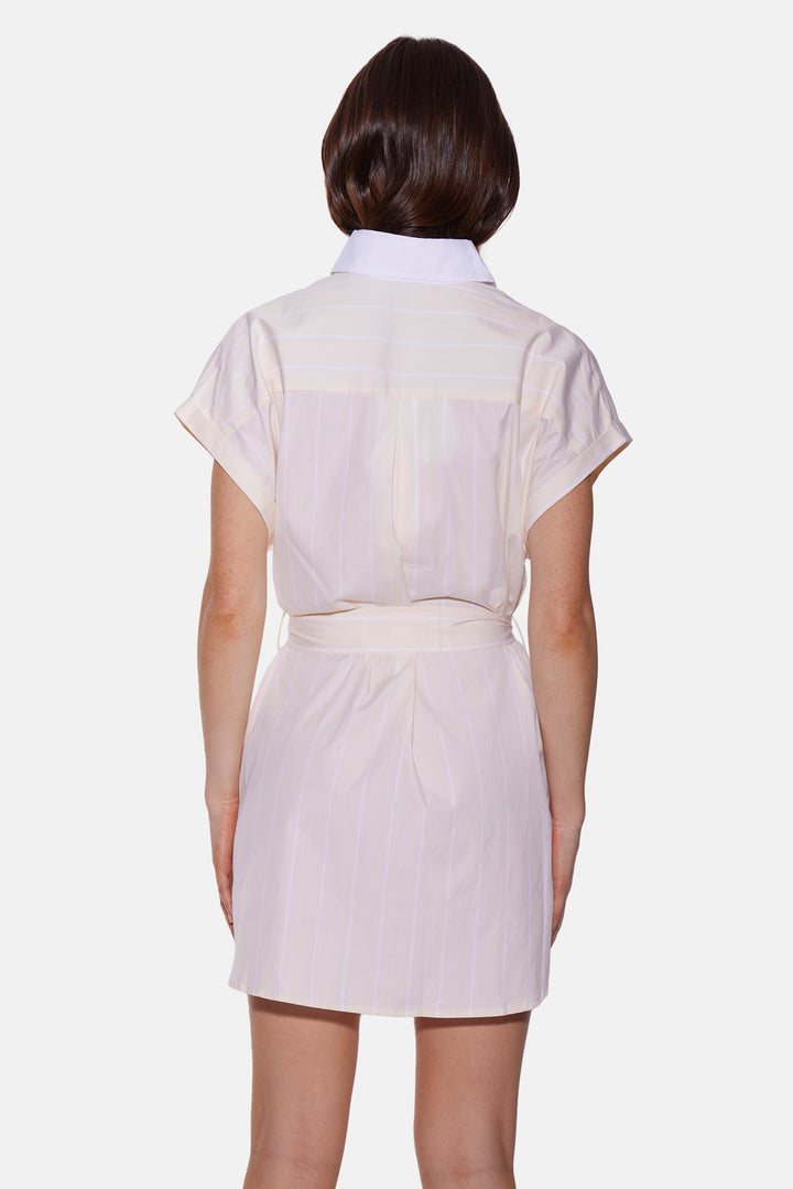 Maidstone Mini Shirt Dress Wide Yellow/White Stripe
