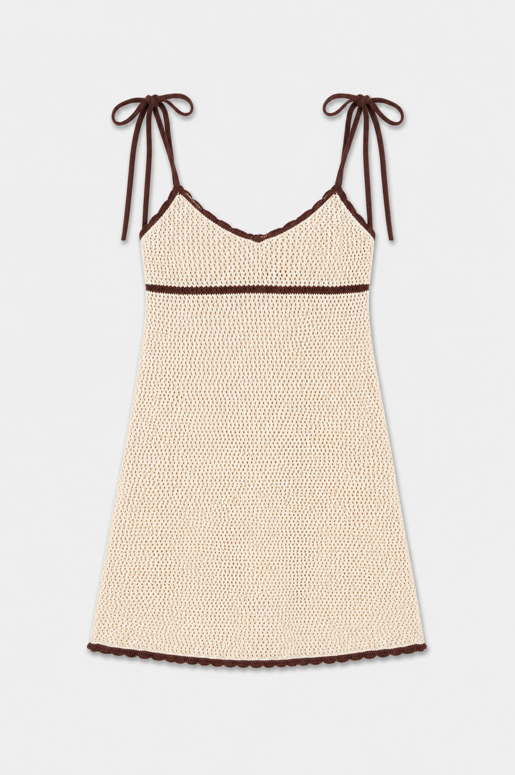 Malkie Crochet Mini Dress Almond/Cocoa Brown