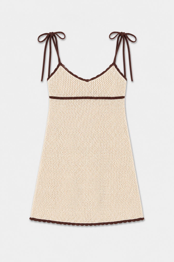 Malkie Crochet Mini Dress Almond/Cocoa Brown
