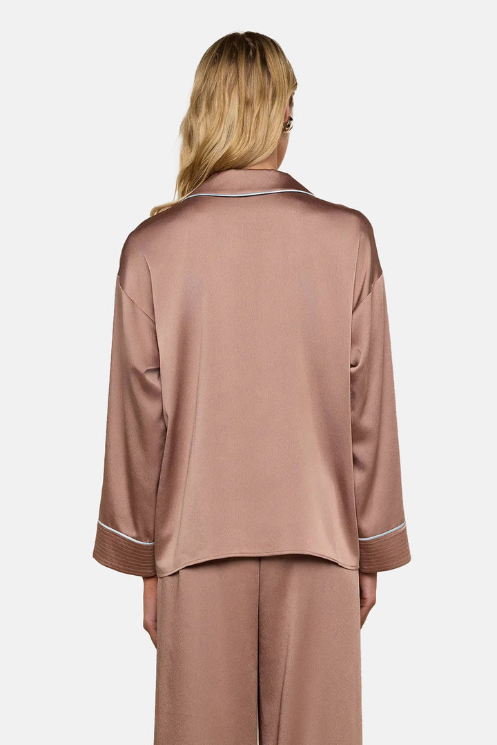 Mara Blouse Mocha Tan/Cool Blue