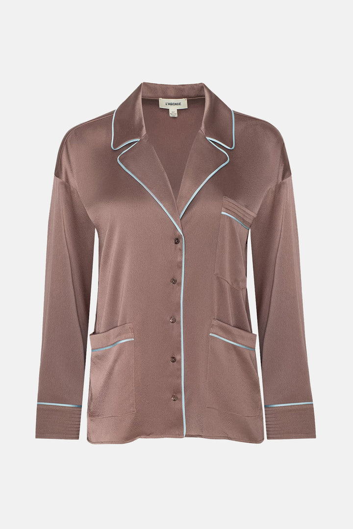 Mara Blouse Mocha Tan/Cool Blue