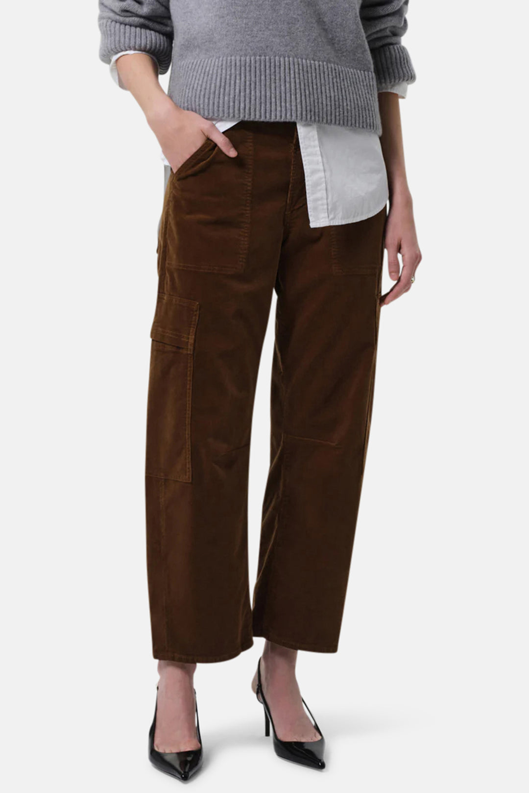 Marcelle Low Slung Cargo In Corduro Manuka