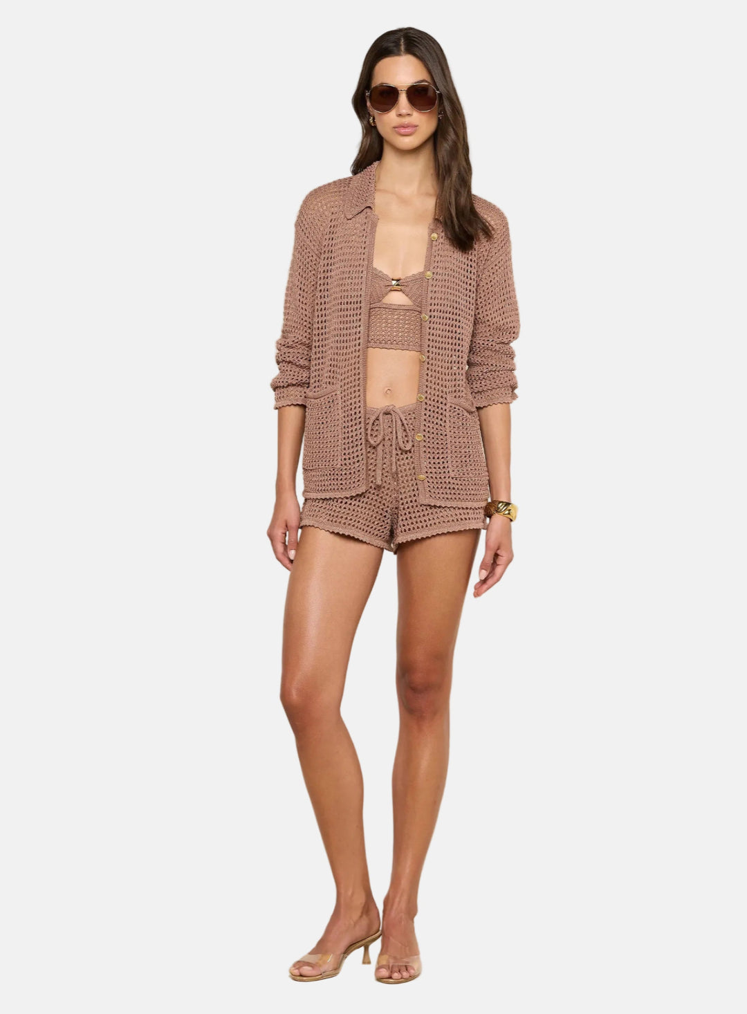 Mariana Pointelle Knit Shirt Hazelnut