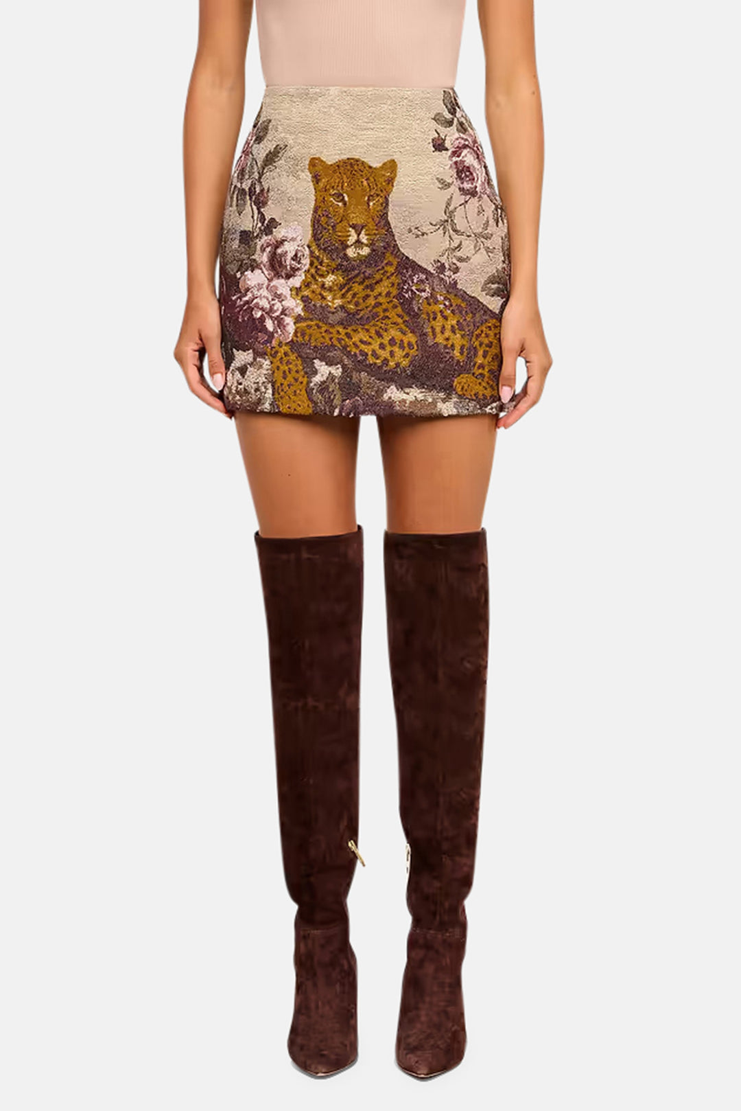 Marseille Mini Skirt Multi Leopard Tapestry Print