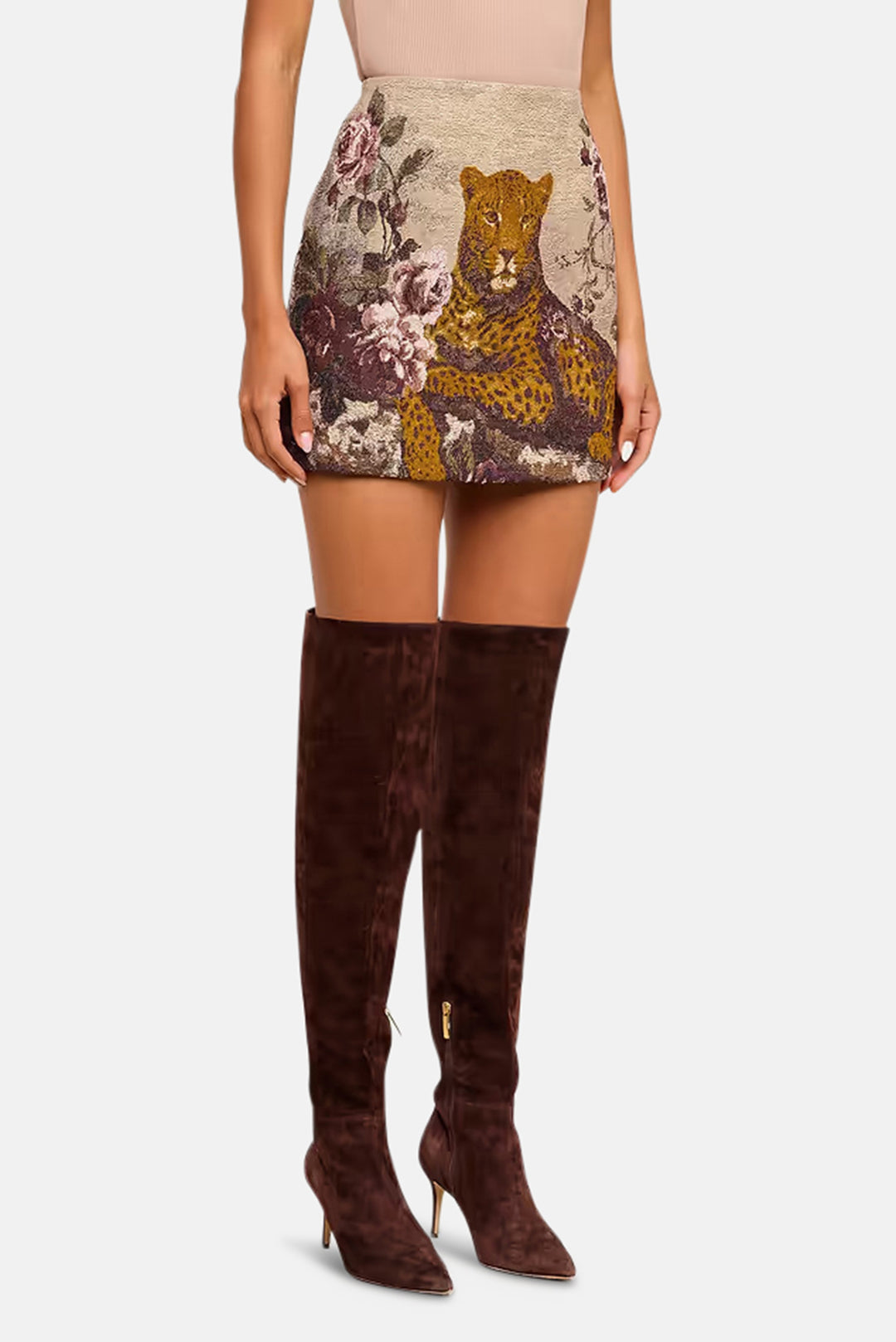 Marseille Mini Skirt Multi Leopard Tapestry Print