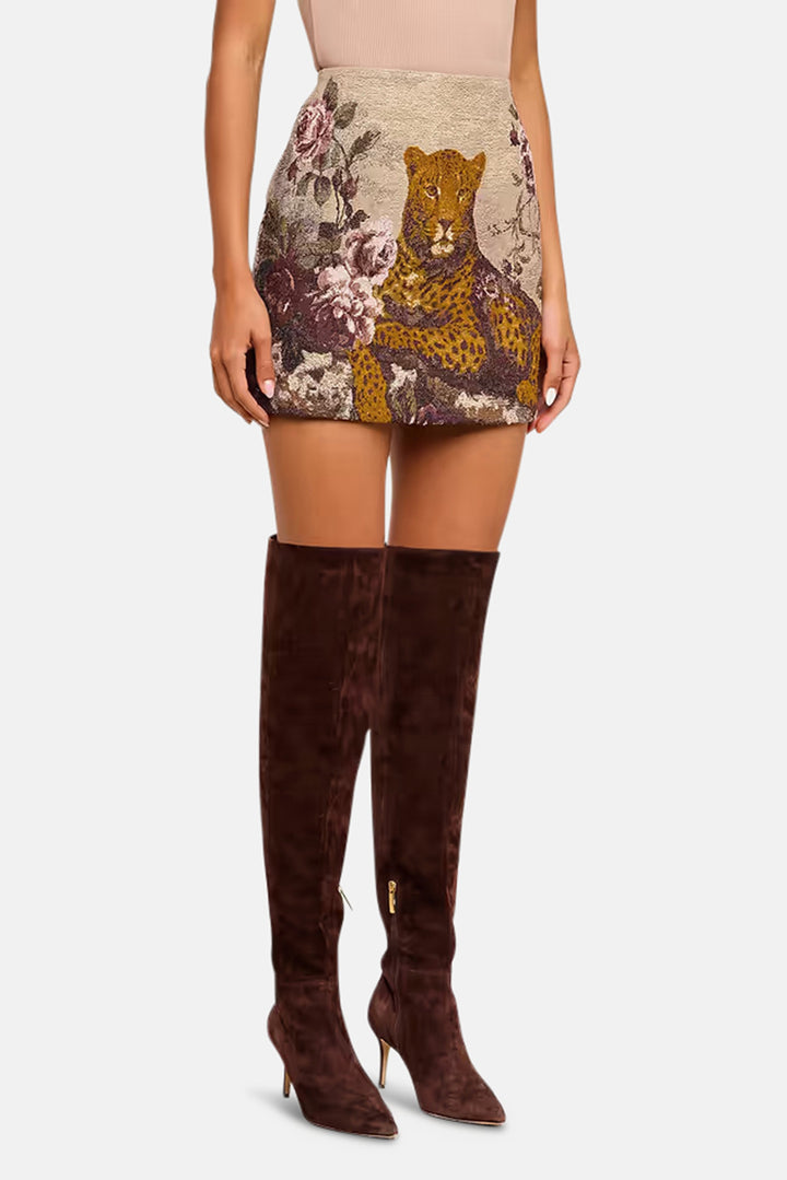 Marseille Mini Skirt Multi Leopard Tapestry Print