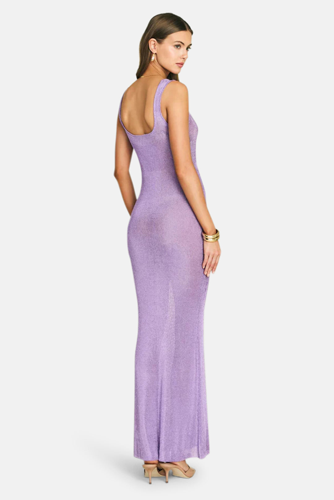 Martina Metallic Knit Maxi Dress Lilac Bloom