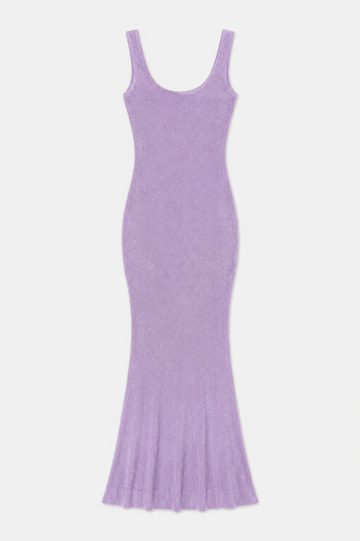 Martina Metallic Knit Maxi Dress Lilac Bloom