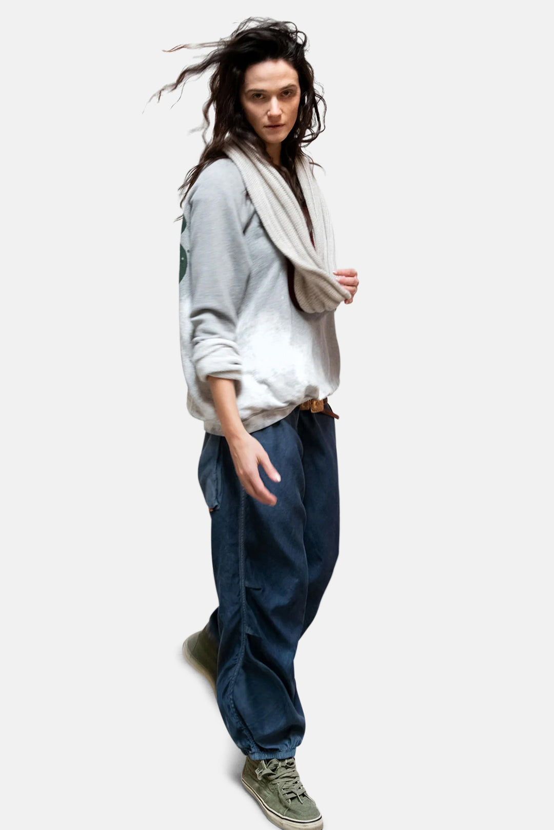 Matte/Satin Loose Drawcord Biggy Pant - Moonshrooms Powder