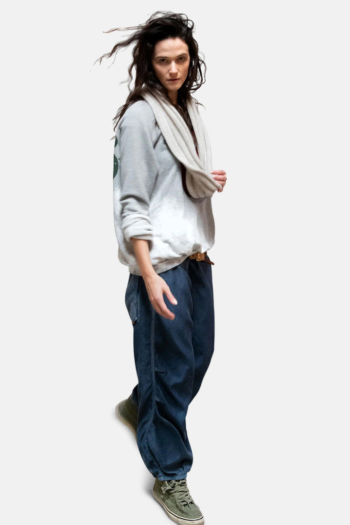 Matte/Satin Loose Drawcord Biggy Pant - Moonshrooms Powder