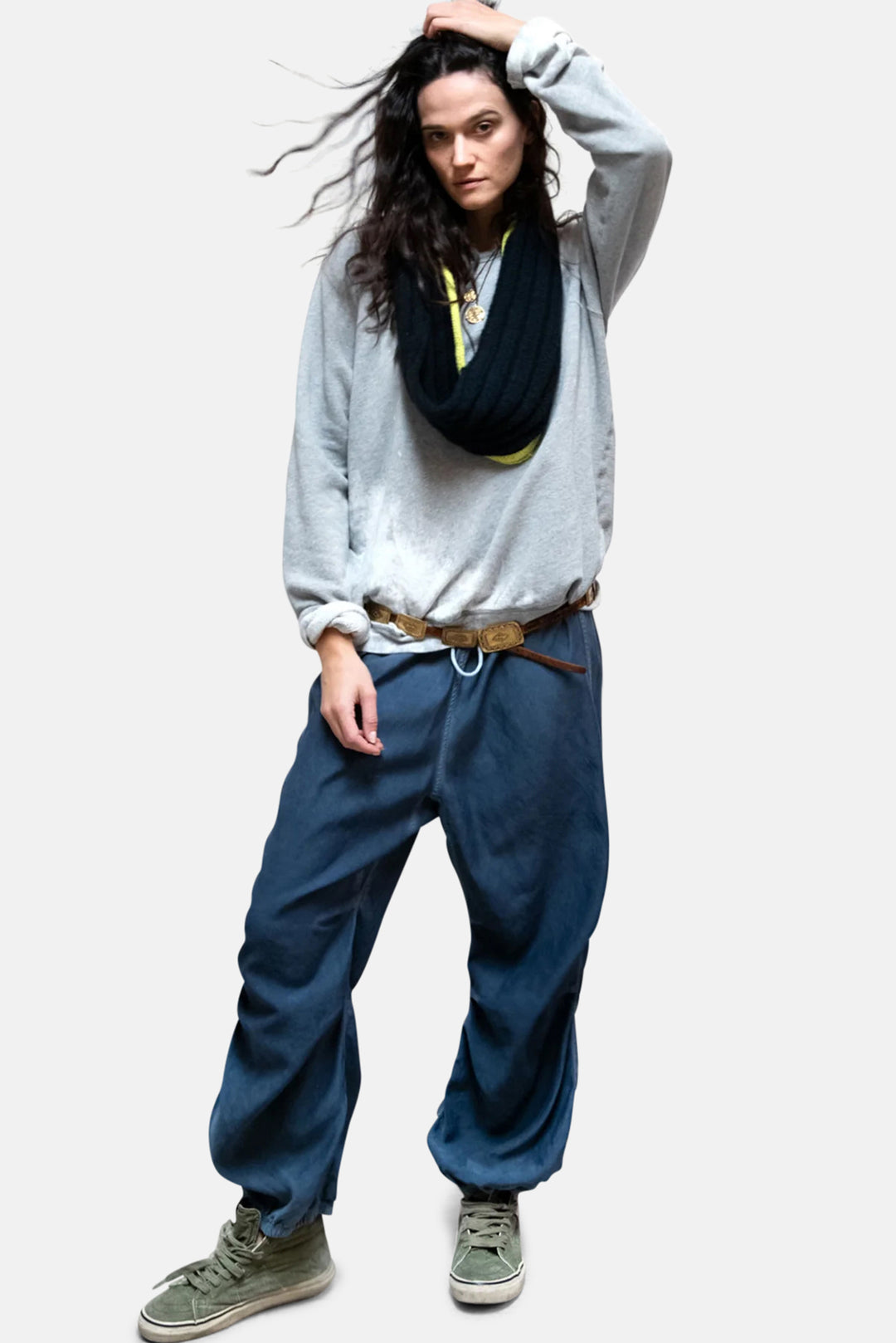 Matte/Satin Loose Drawcord Biggy Pant - Moonshrooms Powder