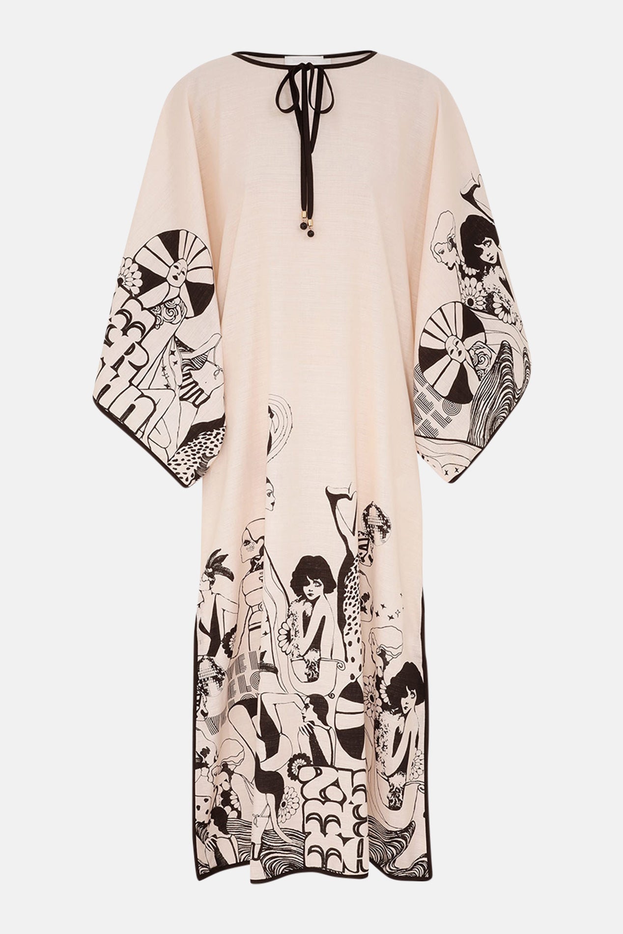 Zimmermann Maxine Kaftan Midi Dress Cream Black Poster – blueandcream