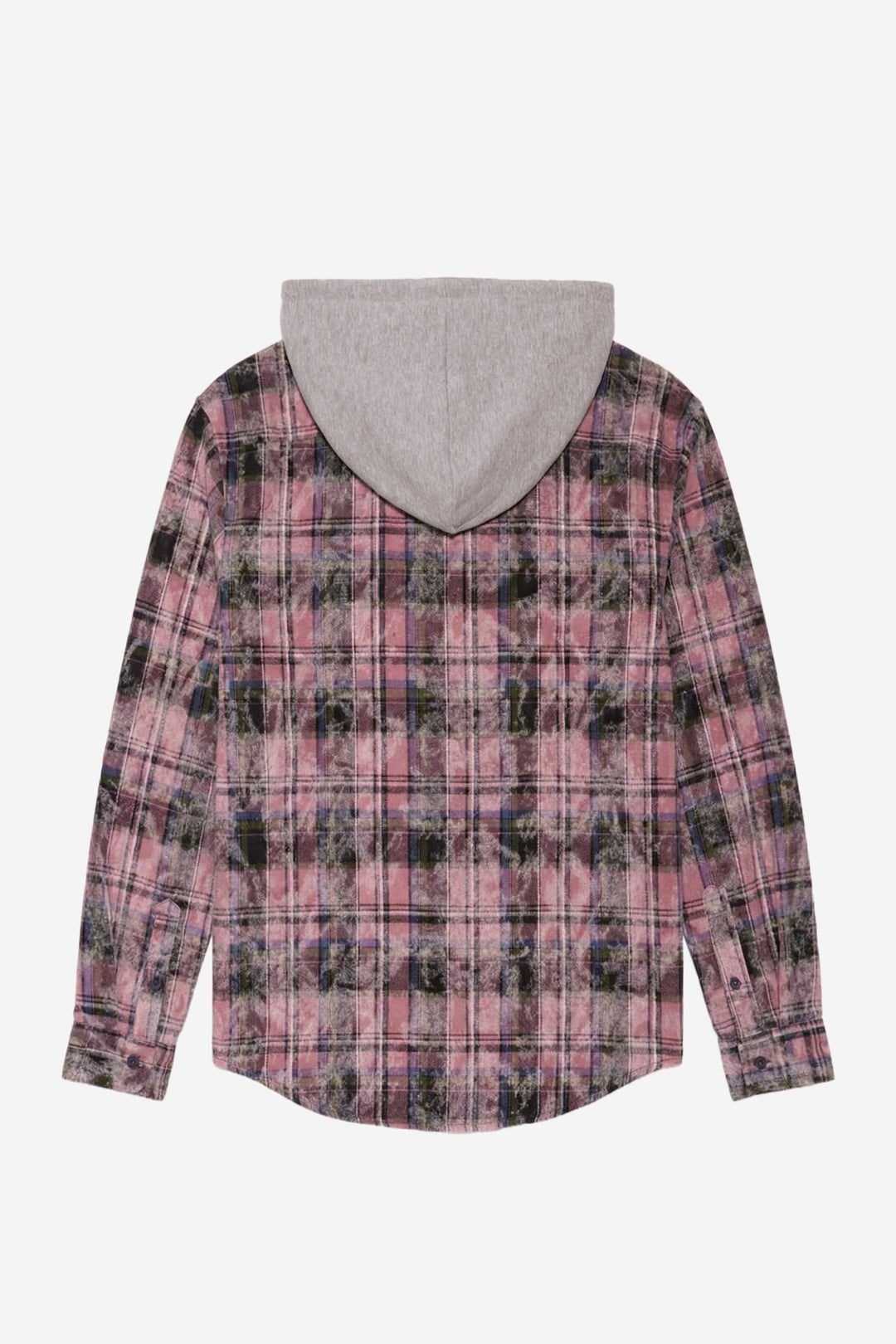 Dylan Distressed Flannel Pink Plaid w/ Grey Hood