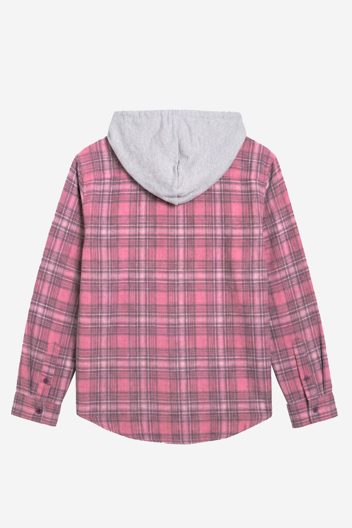 Dylan Flannel Pink Plaid w/Grey Hood