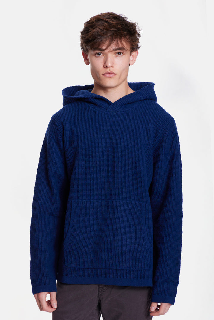 Merino Waffle Hoodie Navy