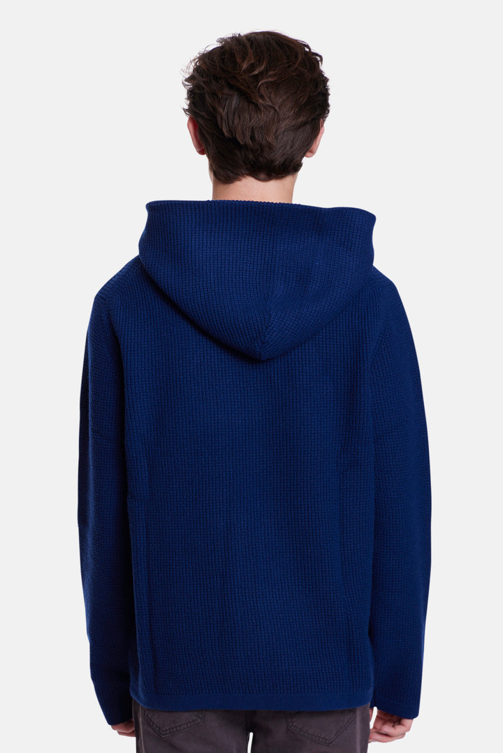 Merino Waffle Hoodie Navy