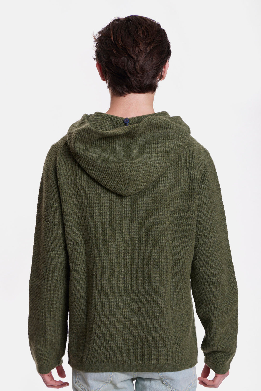 Merino Waffle Hoodie Olive