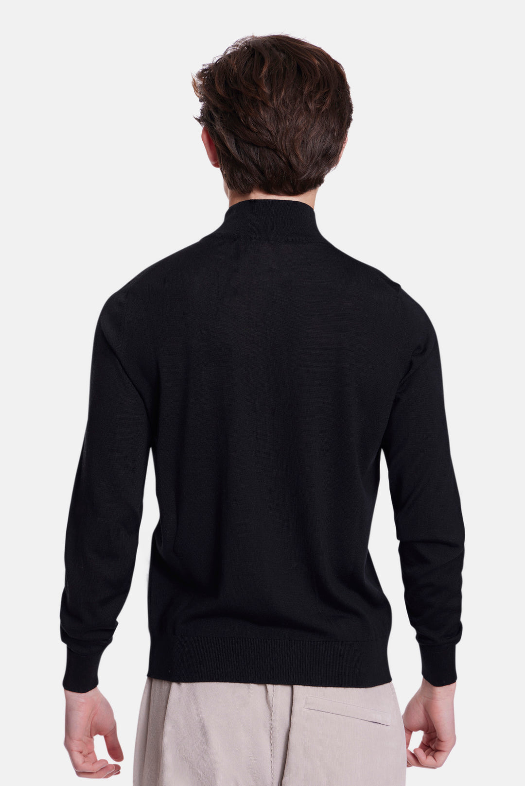 Merino Wool Full Zip Black