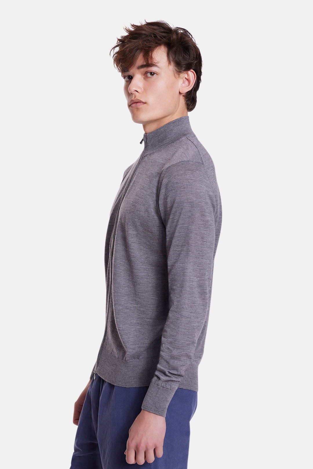 Merino Wool Full Zip Grey