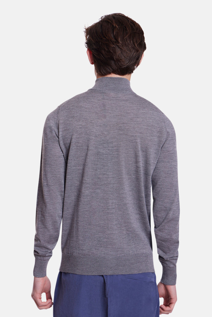 Merino Wool Full Zip Grey