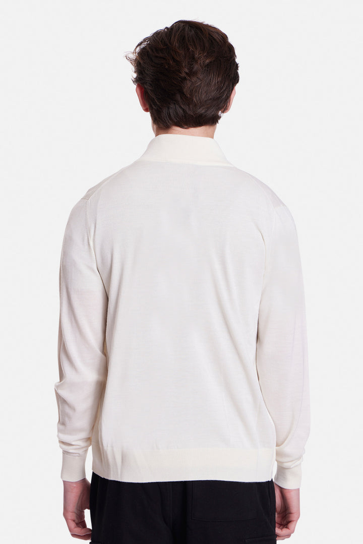 Merino Wool Full Zip Ivory