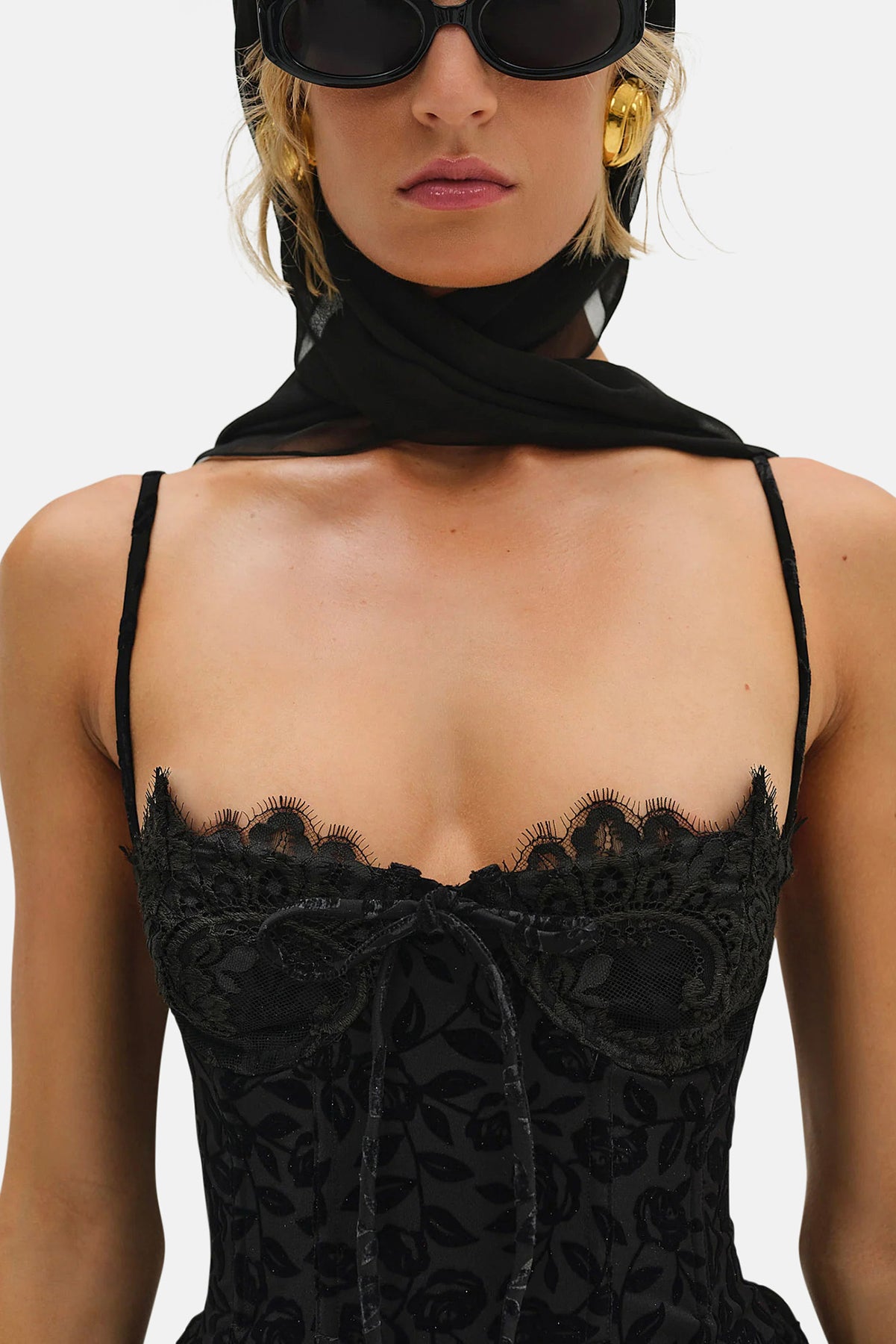 For Love & Lemons Midnight Velvet Sleeveless Mini Dress Black blueandcream For Love & Lemons Midnight Velvet Sleeveless Mini Dress Black blueandcream