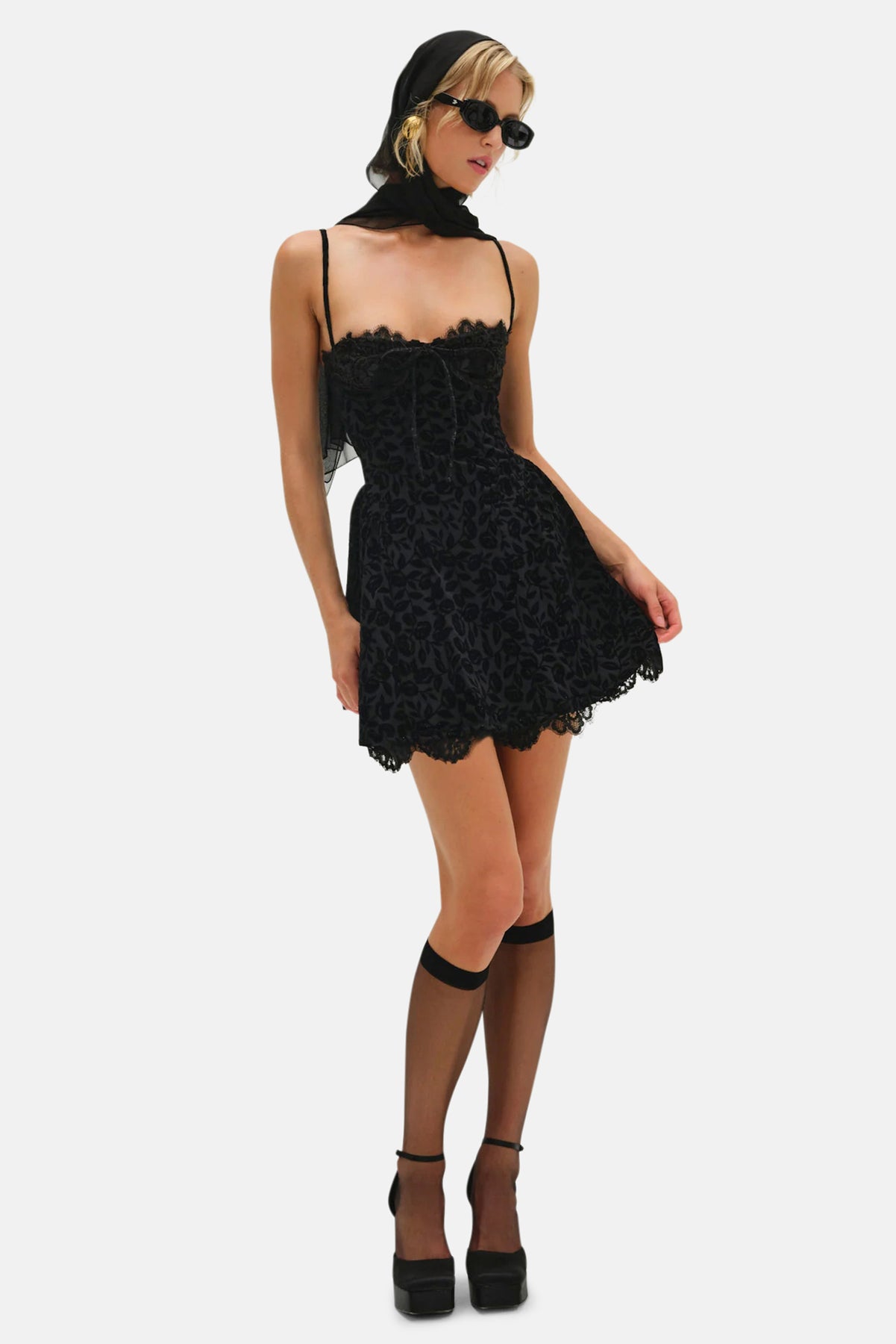 For Love & Lemons Midnight Velvet Sleeveless Mini Dress Black blueandcream For Love & Lemons Midnight Velvet Sleeveless Mini Dress Black blueandcream