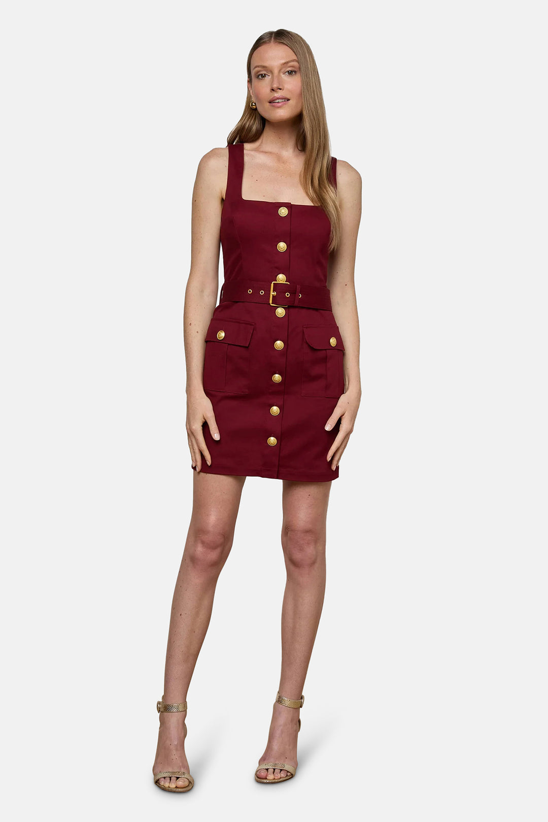 Midy Button-Front Dress Black Cherry