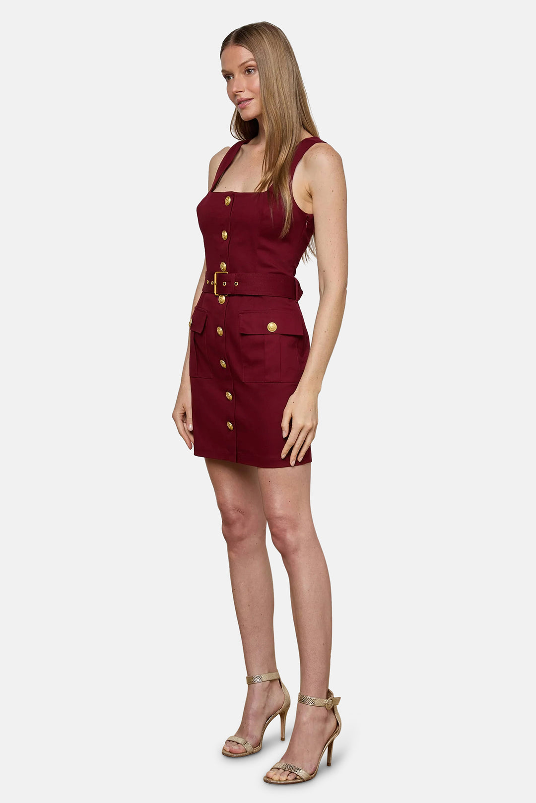 Midy Button-Front Dress Black Cherry