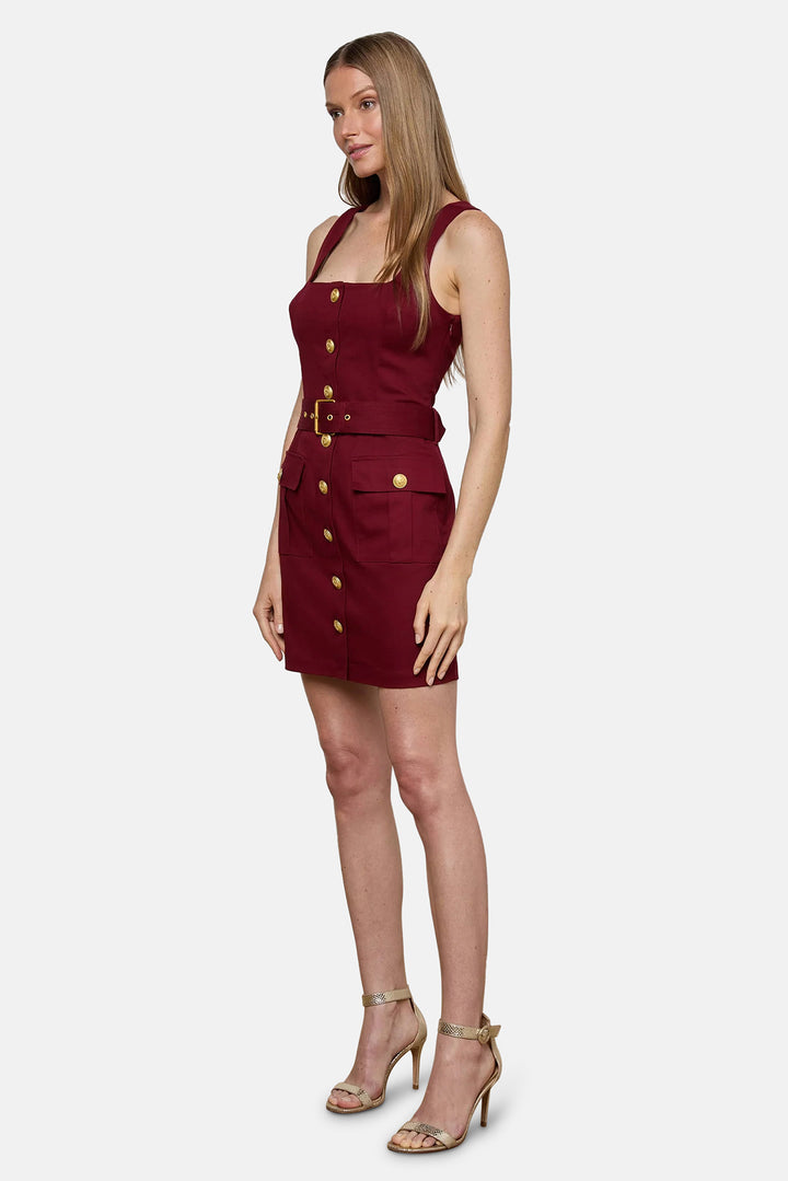 Midy Button-Front Dress Black Cherry