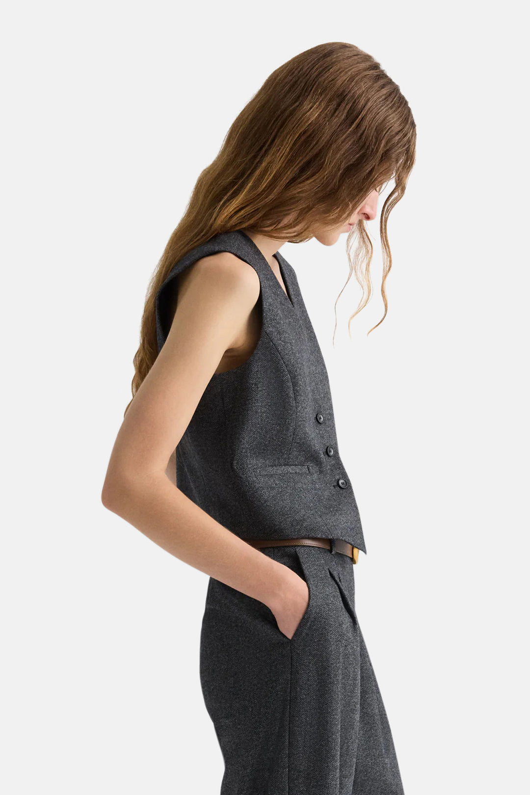 Mila Vest in Medium Heather Grey