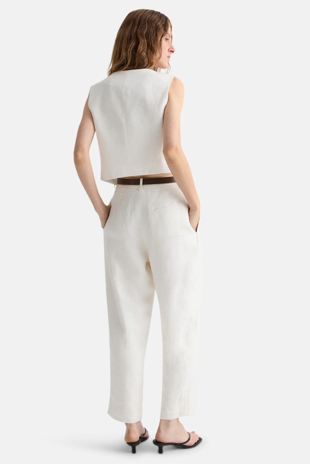 Mila Vest in Weave Linen Ivoire