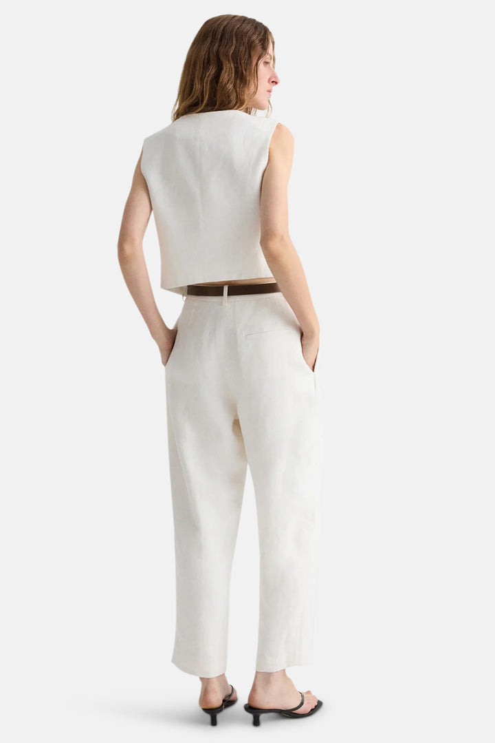 Mila Vest in Weave Linen Ivoire