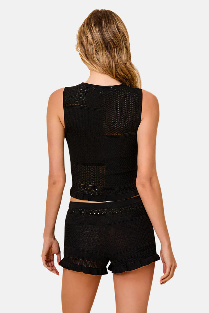 Milena Short Pointelle Patchwork Noir
