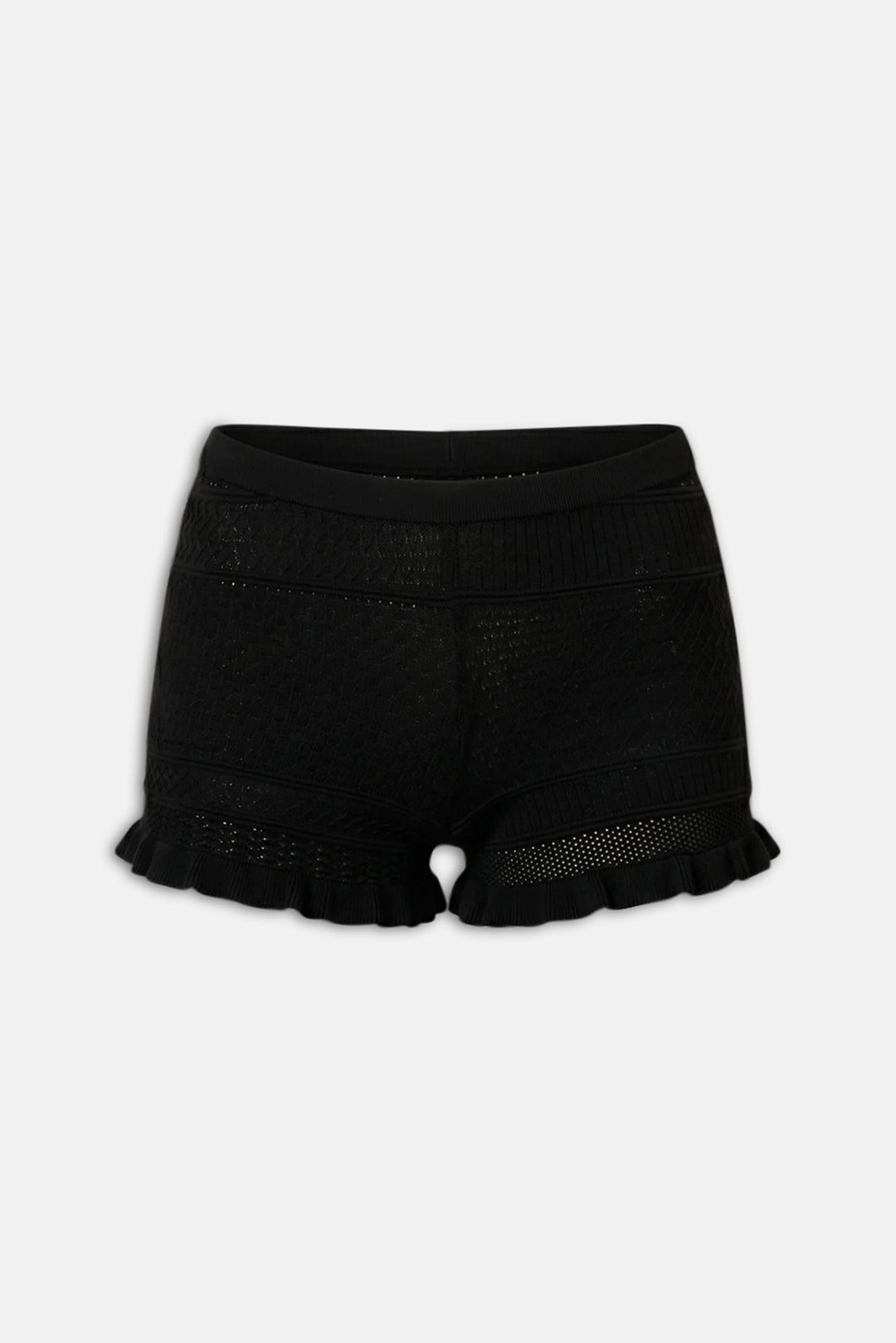 Milena Short Pointelle Patchwork Noir
