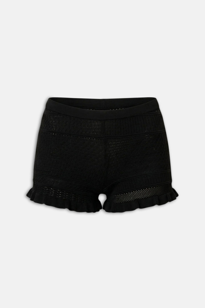 Milena Short Pointelle Patchwork Noir