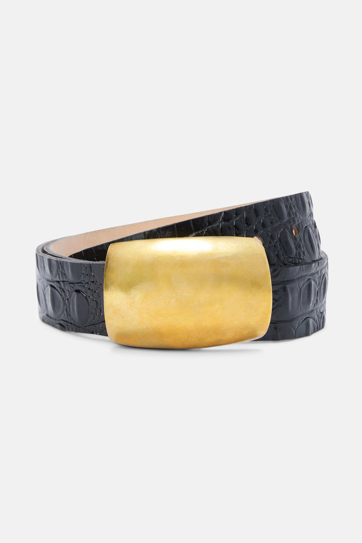Milou Belt Black Croc Embossed/Gold