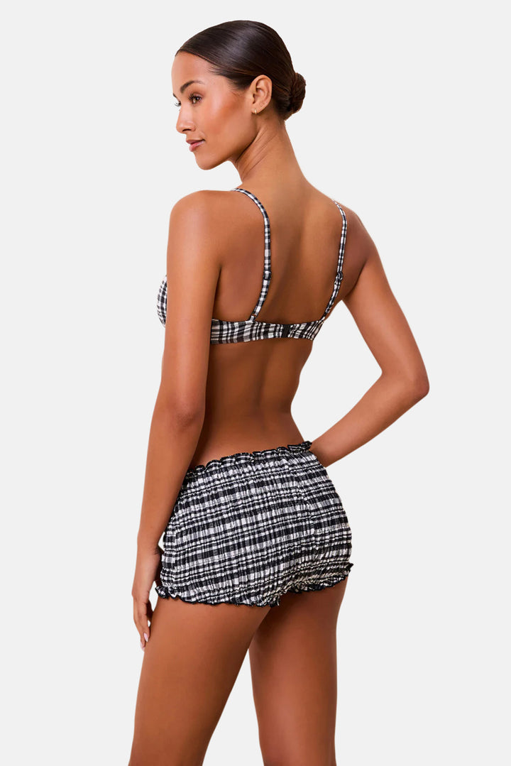 Mimi Short Puckered Plaid Noir