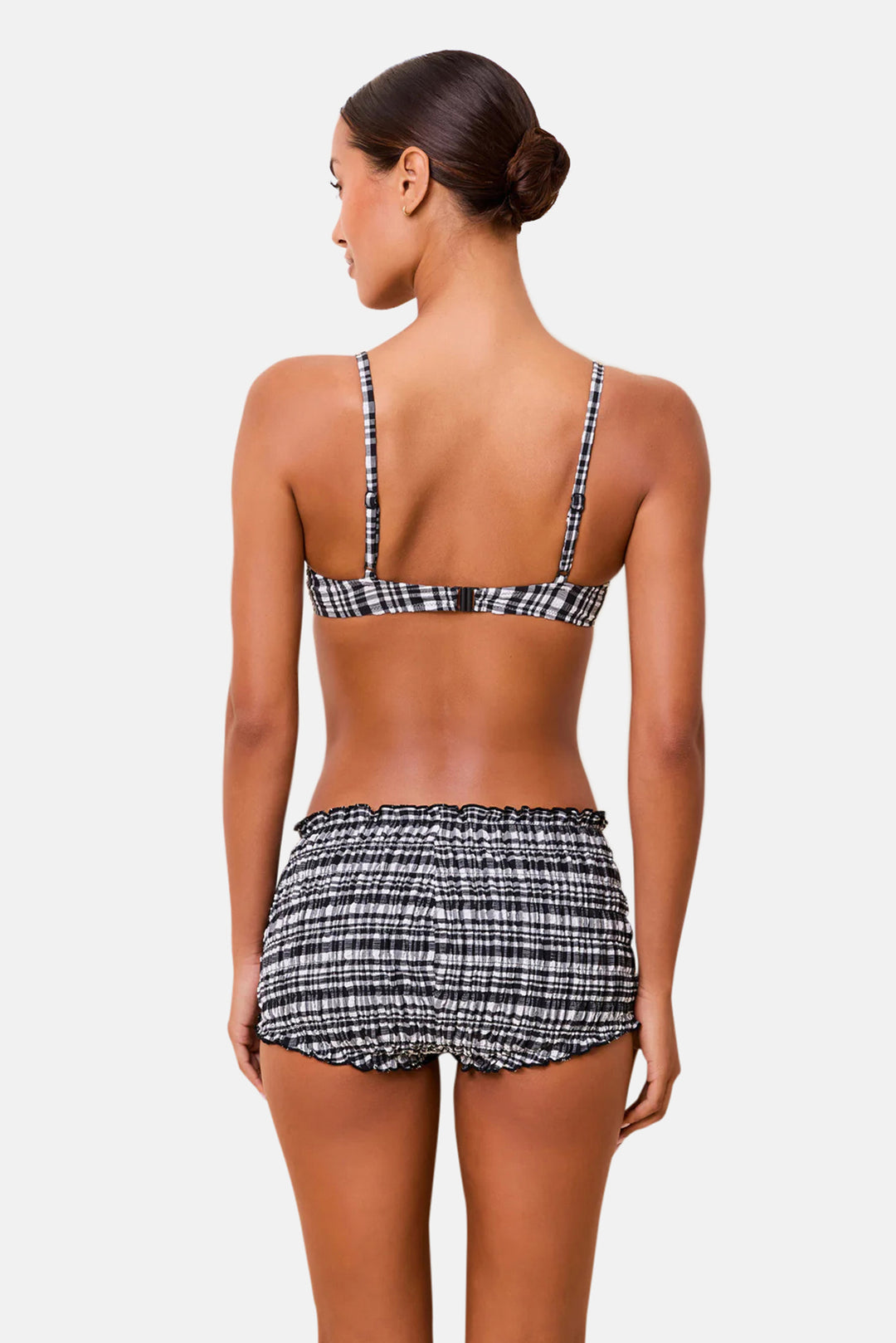 Mimi Short Puckered Plaid Noir