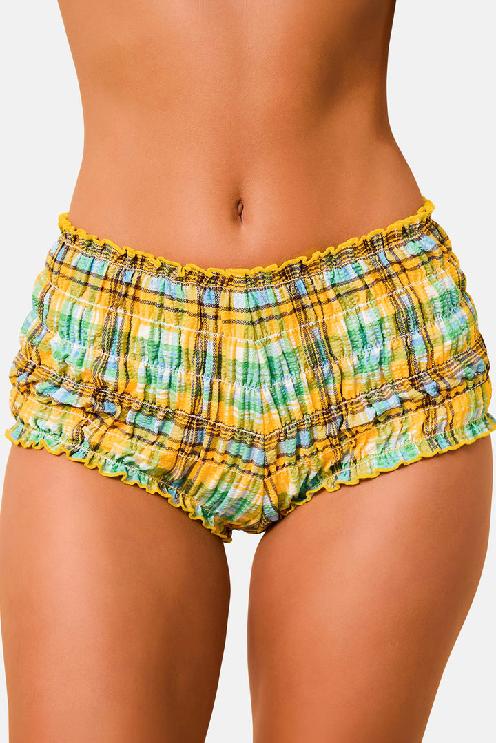 Mimi Short Seersucker Pineapple Plaid