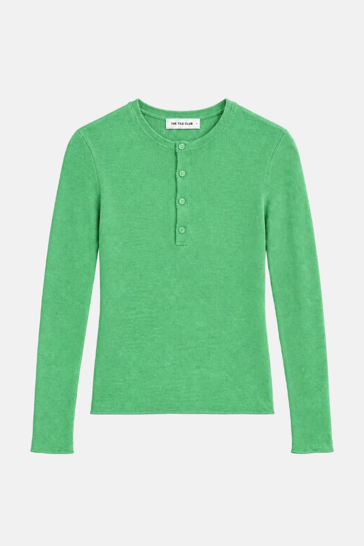 Sylvia Cashmere Henley Sweater Turf