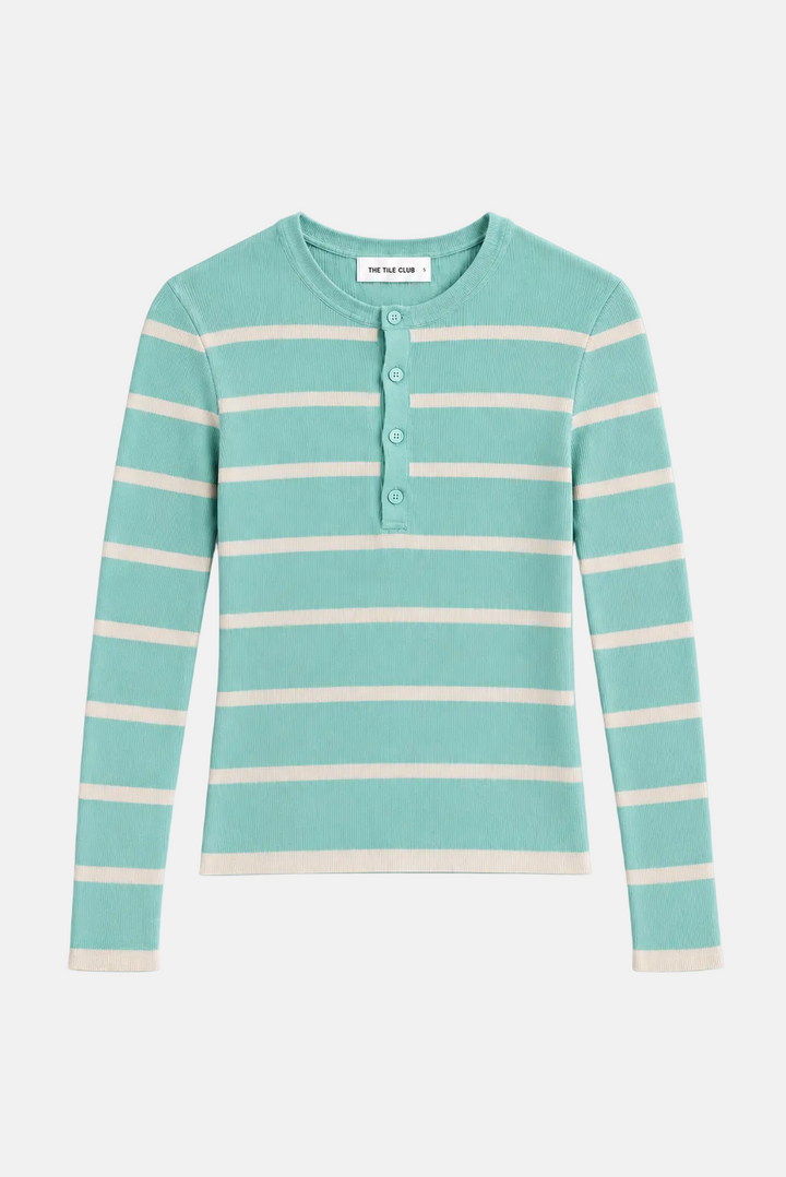 Sylvia Striped Henley Mint/Ivory Stripe